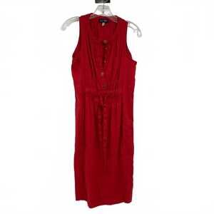 Armani Jeans Red Linen Midi Dress | Women’s Size 8 Regular